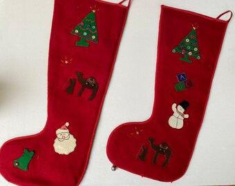 Vintage Christmas Stockings, YOUR CHOICE, Bobby Or Billy, Decorated Both Sides, Hand Stitched And Lined,