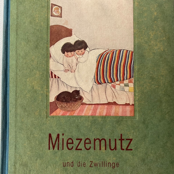 Miezemutz und die Zwillinge, Antique German Children's Book, Kitty And The Twins, Zwillinge, Black Kitty Child Story, Lovely Illustrations