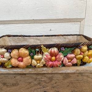 Vintage Bread Basket With Raffia Flowers, Made In Philippines, Small Rectangular Basket, Sweetbread Basket, Entertaining, Housewarming Gift