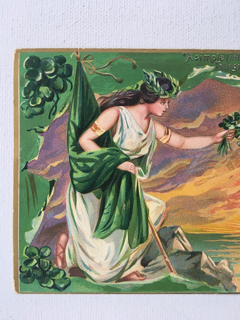 Vintage St. Patrick's Day Post Card, Erin's Isle, Sunset, Shamrocks, Irish Beauty, Tuck's Post Card image 2