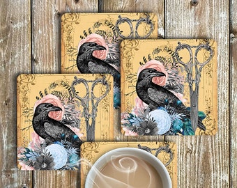 Crow Drink Coasters Set Of 4 Non Slip NEOPRENE