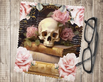 Skull and Flowers Lens Cleaning Cloth, Microfibre Cloth, Glasses Cleaner