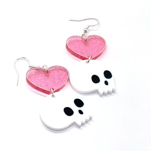 Hearts and Skulls, Acrylic Earrings