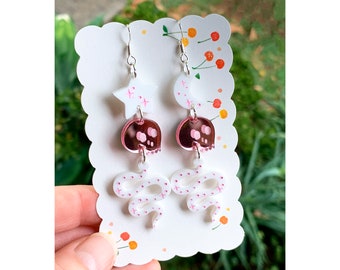 Acrylic Earrings with Star, Moon, Skulls and Snakes, Acrylic Dangles