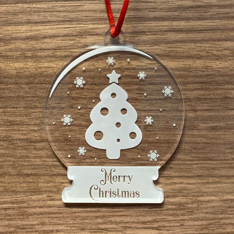 Snow Globe Ornaments Engraved Acrylic Teacher Gift Add A Etsy