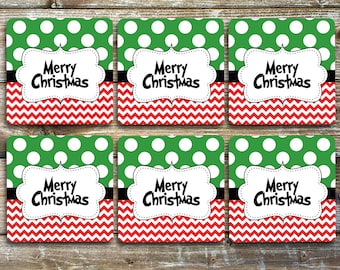 Merry Christmas Coasters Set Of 6 Tough Neoprene Christmas Decor Barware Novelty Gift Ideas