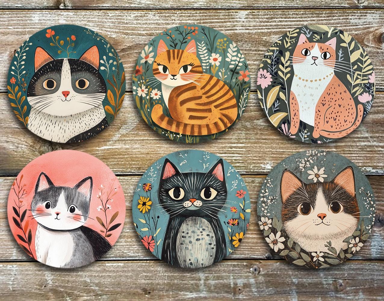 化け猫カフェ 特典 コースター 全種セット24枚 Cute Cats Neoprene Coasters, Set of 6 Non-slip Drink Coasters - Etsy