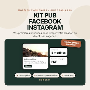 Vacation Rental Ad Templates | Facebook & Instagram Campaign Kit | 8 Posts, 4 Stories, PDF Guide