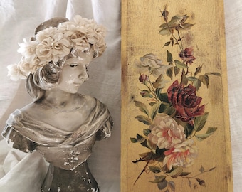 Antique roses paintings, French vintage roses, old roses painting, wall art. Boudoir decor. French Country Living