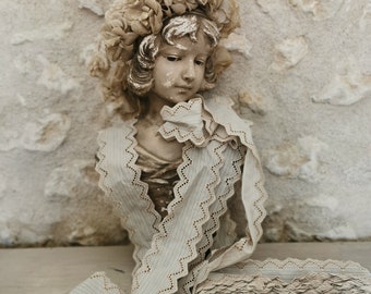 3 mtrs Vintage broderie anglaise, candy stripe, doll clothes, baby clothes, projects, wedding materials, french lace, old trim, dressmaking