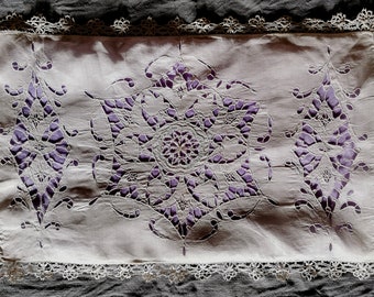 Pillow, French Linen, Cut-work Lace, Little Boudoir pieces, home decor shabby decor, pillow cover, Romantic home.