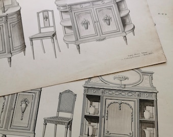 Book, folio, French furniture book, French 20th century (1920), folio. French furniture prints.