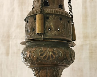 French Antique,French Church Decor,  Lamp, Candle Holder , Thurible, Incense Burner, 19 th Century Churches, Bronze.