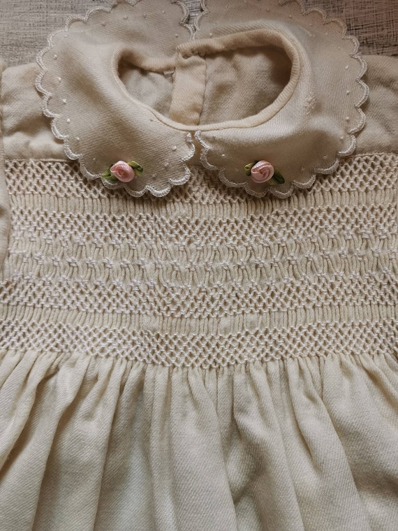 French vintage, hand smocked child's dress. Hand e