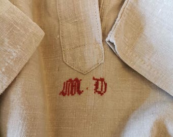 Chore French Vintage, Pure Linen Shirt, Antique Linen , Re- Enactment, Prarie, Farmhouse, Artists Smock, Sustainable Clothing Gender Neutral