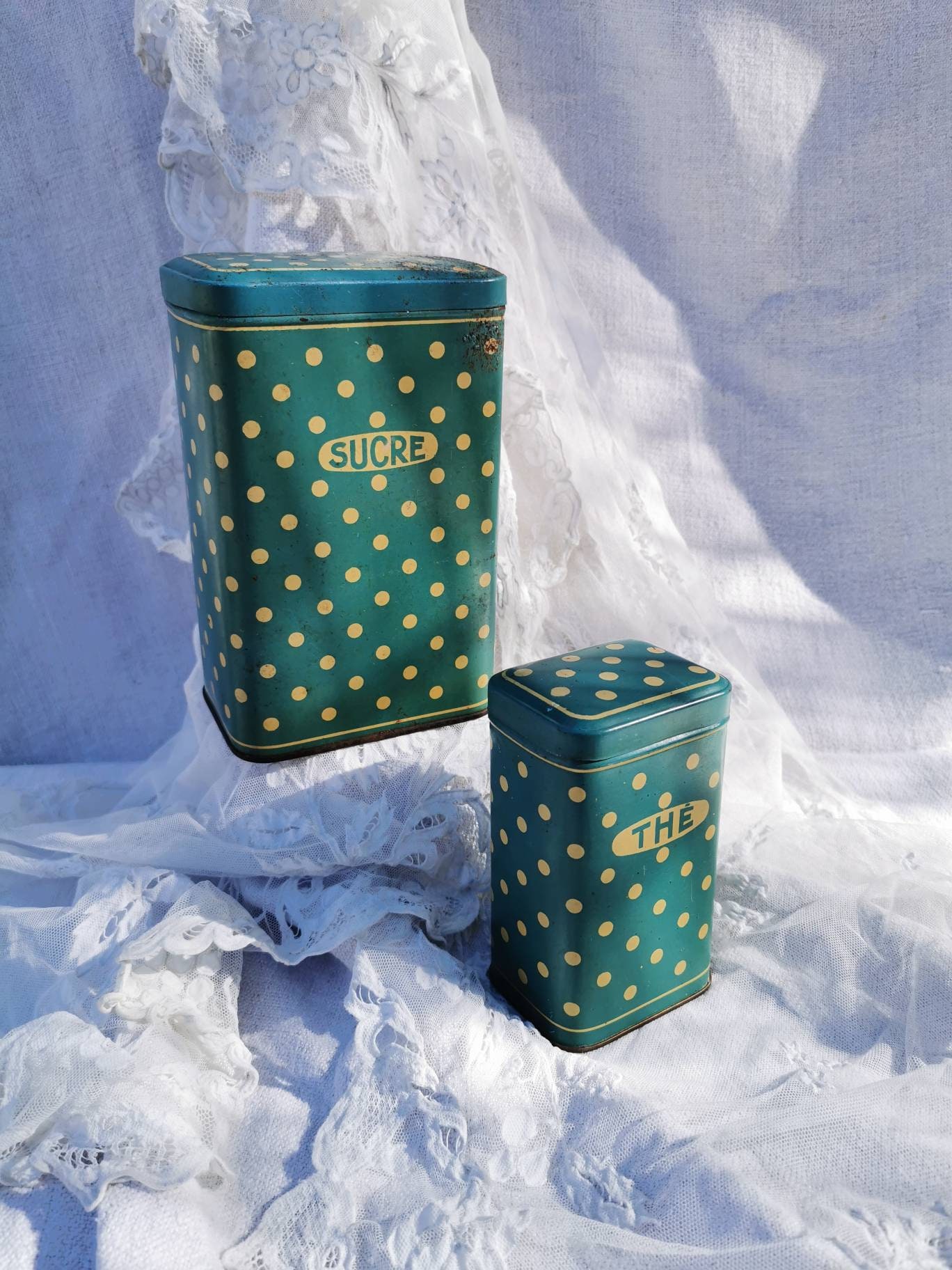 Français Vintage, Vieilles Boîtes de Rangement, Français Décor Minable, Antiquités Français, Sarcell