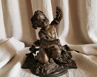 French Antique, Cherub, Putti, Amour, Love, Paris Shabby, Bacchus, French Antique statue.