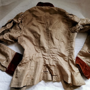 Antique clothes , French childs jacket c1870 Silk small costume , textile study , film prop.