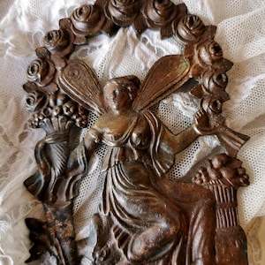 Antique Bronze Cherub Mount: French Furniture Detail