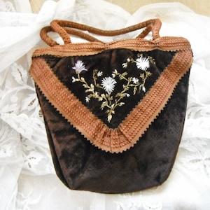 Geldbörse, Handtasche, antike Geldbörse, Reinactment, Absehen, Samttasche, Hand bestickt, antikes Französisch, Boudoir Zubehör.