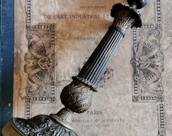 Antique CandlestickFrench Vintage , Antique France ,French Empire, Bronze Candlesticks , Ornate Candle Stick, Chateau Shabby.
