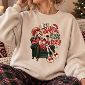 Querido Papá Noel, ya he pasado por suficiente PNG / Divertido diseño de esqueleto navideño para sublimación / Descarga digital
