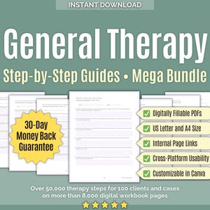 Allmän terapi • Steps Mega Bundle • Mental hälsa, Steg för steg, Färdplan, Verktyg, Canva, Arbetsböcker, Sessionsflöde