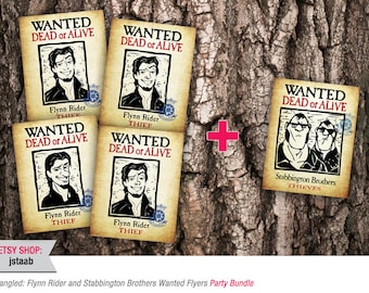 Tangled Party Bundle: Flynn Rider and the Stabbington Brothers Wanted Flyers (Digital File)