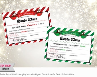 Santa Claus Elf Report Cards: Naughty and Nice Elf Report Cards (Digital File)