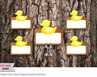 Tangled Party: Blank Snuggly Duckling Food Signs (Digital File)