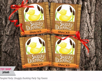 Tangled Party: Snuggly Duckling Treat Bag Tags (Digital File)