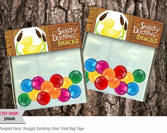 Tangled Party: Snuggly Duckling Clear Treat Bag Tags (Digital File)