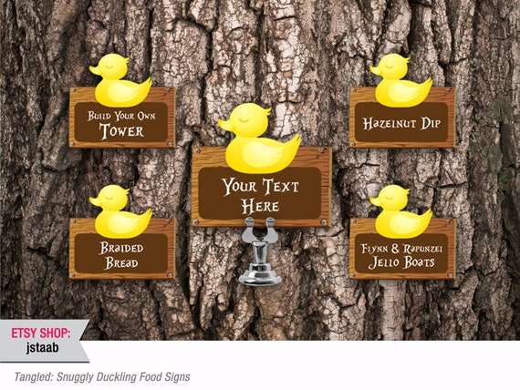 Tangled Party 12 Snuggly Duckling Food Signs Digital File Etsy