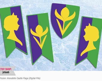 Frozen Party: 11x17 Arendelle Castle Flags (Digital File)