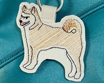 Shiba Inu Keychain, Embroidered Dog Breed Gift, Foxy Shiba Bag Charm, Shiba Dog Mom Keyring, Handmade Pet Accessory, Japanese Akita Style