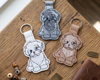 Maltese Dog Keychain | Maltipoo Bag Charm | Dog Lover Gift | Bag Tag Accessory in White, Silver, or Apricot, Puppy Cut Hairstyle