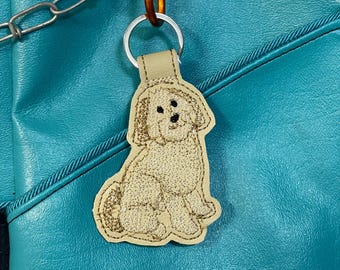 Goldendoodle Keychain, Embroidered Doodle Dog, Curly Coated Pet Accessory, Groodle Bag Charm, Handmade in Texas, Dog Mom Gift