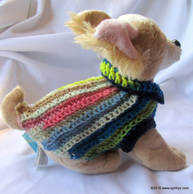 Xsmall Dog Sweater Stripes Rose Pink Blue Yellow Handmade Etsy