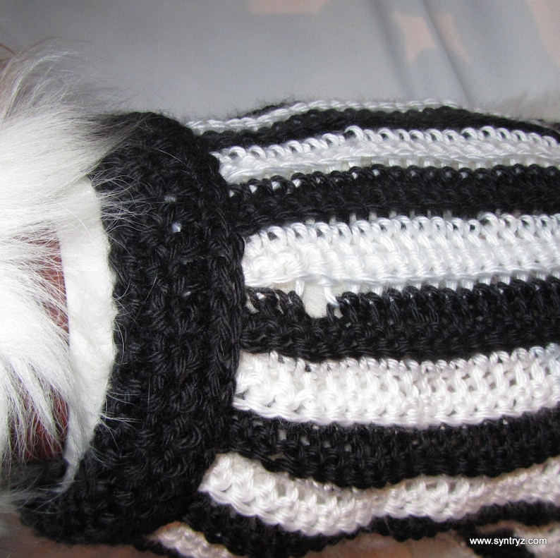Custom Size Black and White Striped Crocheted Dog Sweater Etsy