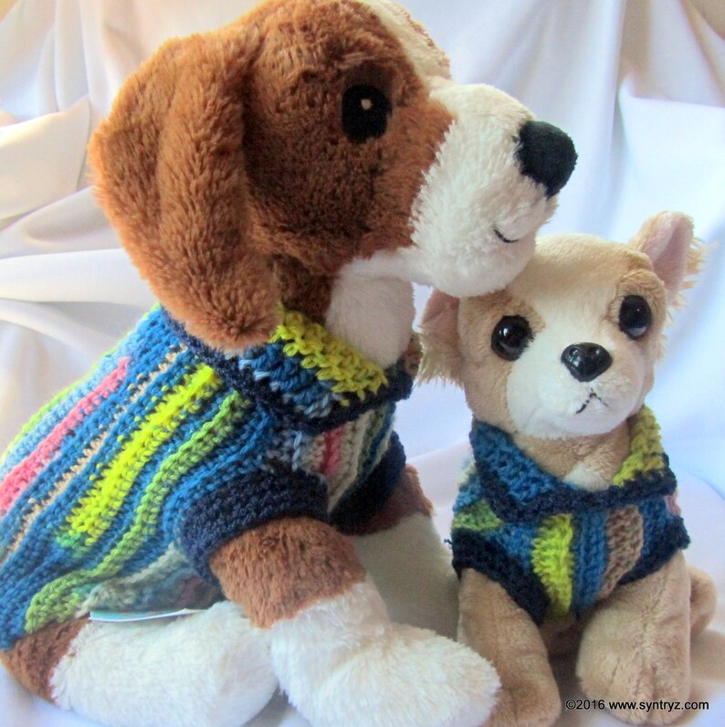 Xsmall Dog Sweater Stripes Rose Pink Blue Yellow Handmade Etsy