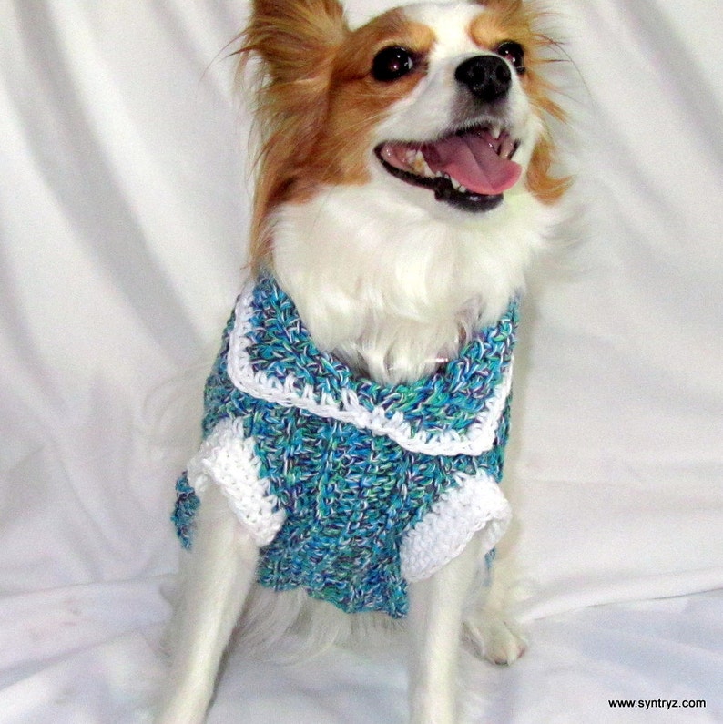 Small Dog Sweater Purple Green Turquoise White
