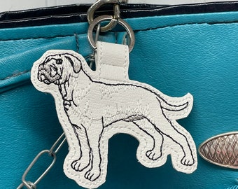 American Bulldog Keychain, Pit Bull Bag Charm, AmStaff Vinyl Keyring, Bully Breed Dog Mom Gift, Boxer Mix Luggage Tag, Handmade Pet Memorial