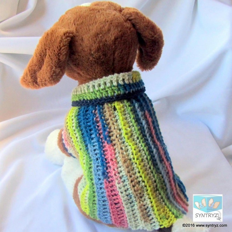 Xsmall Dog Sweater Stripes Rose Pink Blue Yellow Handmade Etsy