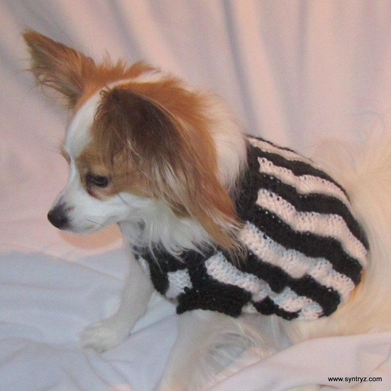 Custom Size Black and White Striped Crocheted Dog Sweater Etsy