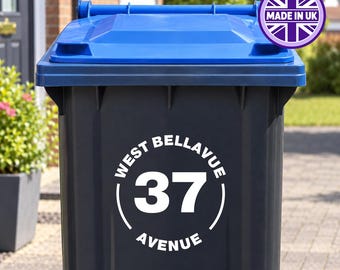 Personalised Wheelie Bin Address Sticker – Circular Bold Design (Outdoor Vinyl)