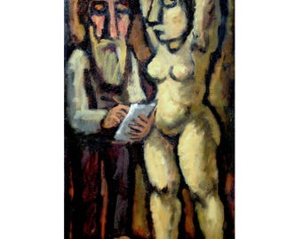 Original Oil Painting - Old Artist and Model - 12x18 Oil on Canvas