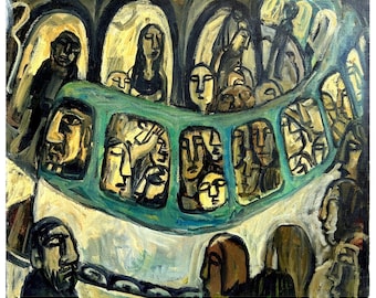 Paris Metro Oil Painting: Train de Nuit, Contemporary Fine Art, 30x36 Oil on Canvas