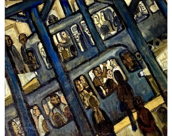 Large Subway Painting - NYC Blues - 24x28 Oil on Canvas