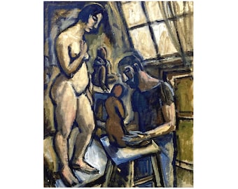 Sculptor and Model - Original 24x30 Oil Painting