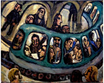 Original Oil Painting - Night Metro/Paris - 16x20 Oil on Canvas